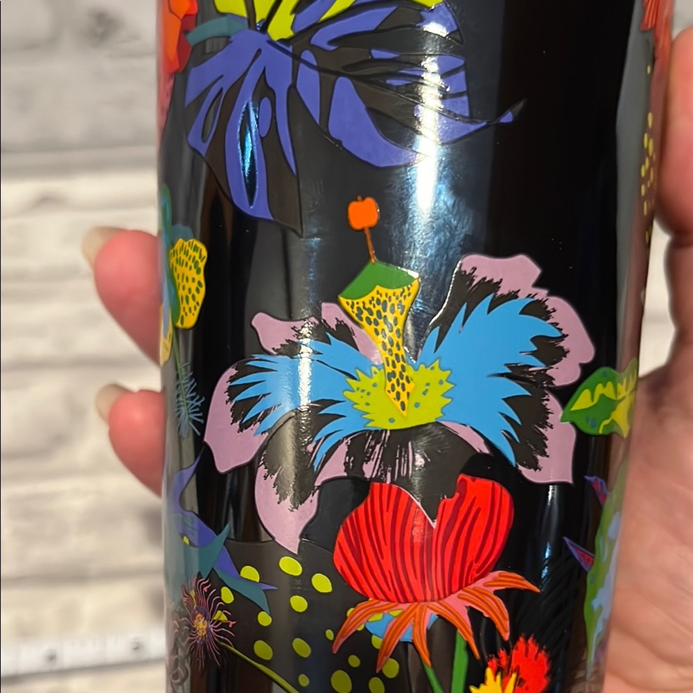 Starbucks Black Tumbler 12 oz vibrant flowers 2023 coffee traveler - Picture 12 of 12